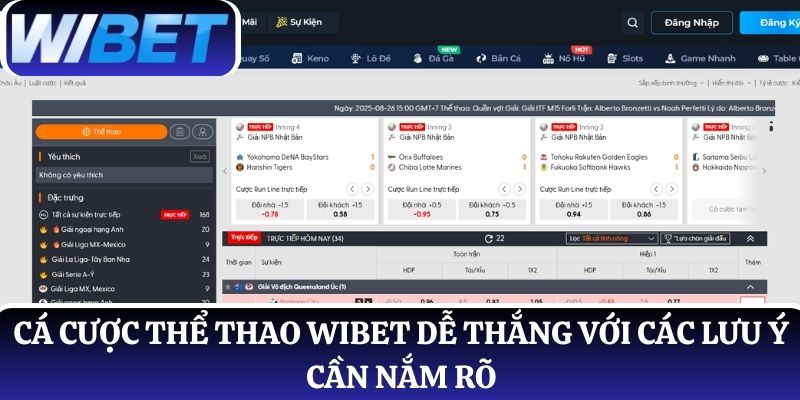 Cá cược thể thao WIBET dễ thắng với các lưu ý cần nắm rõ