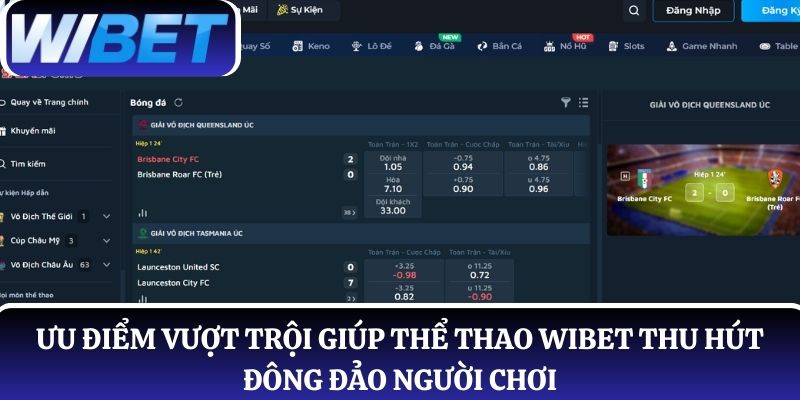 Ưu điểm vượt trội giúp thể thao WIBET thu hút đông đảo người chơi